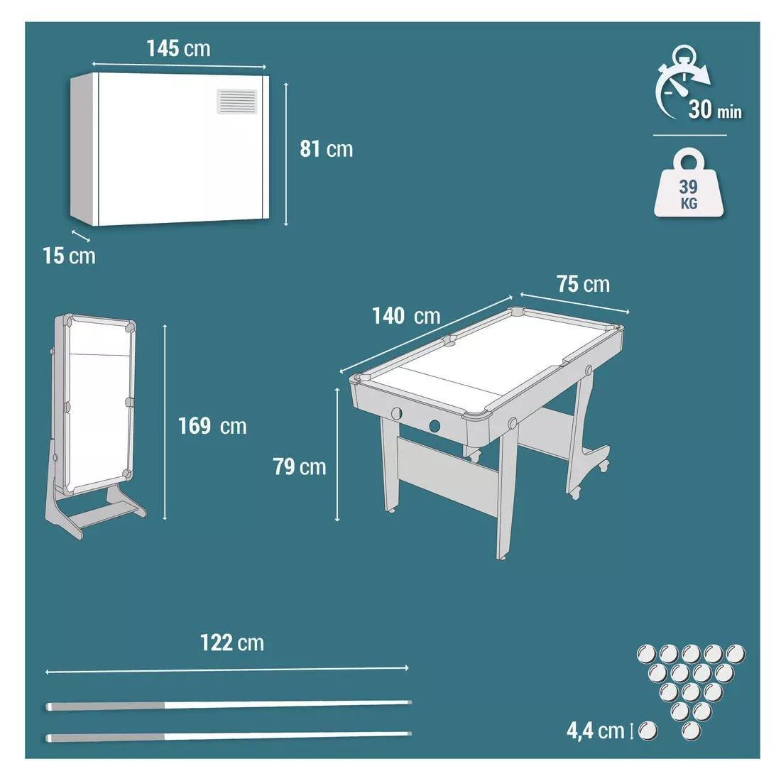 Folding American Pool Table BT500 US, Grey, 5401_000, large image number 3