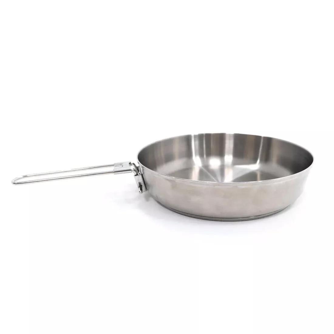 Stainless steel camping frying pan 500 with double bottom -1.2 L - diam. 20 cm, Steel, No Color, large image number 0