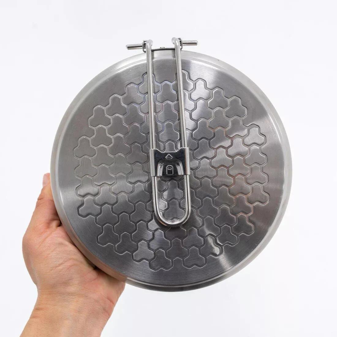 Stainless steel camping frying pan 500 with double bottom -1.2 L - diam. 20 cm, Steel, No Color, large image number 1