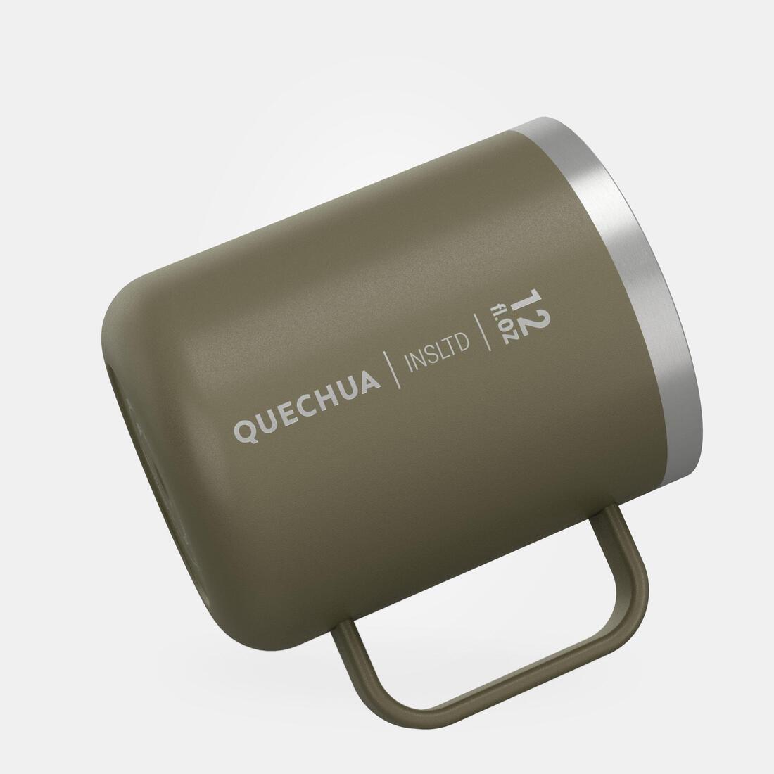 QUECHUA - Isothermal Hiker'S Camping Mug (Stainless Steel Double Wall) Mh500 0.38 L, Dark Ivy Green