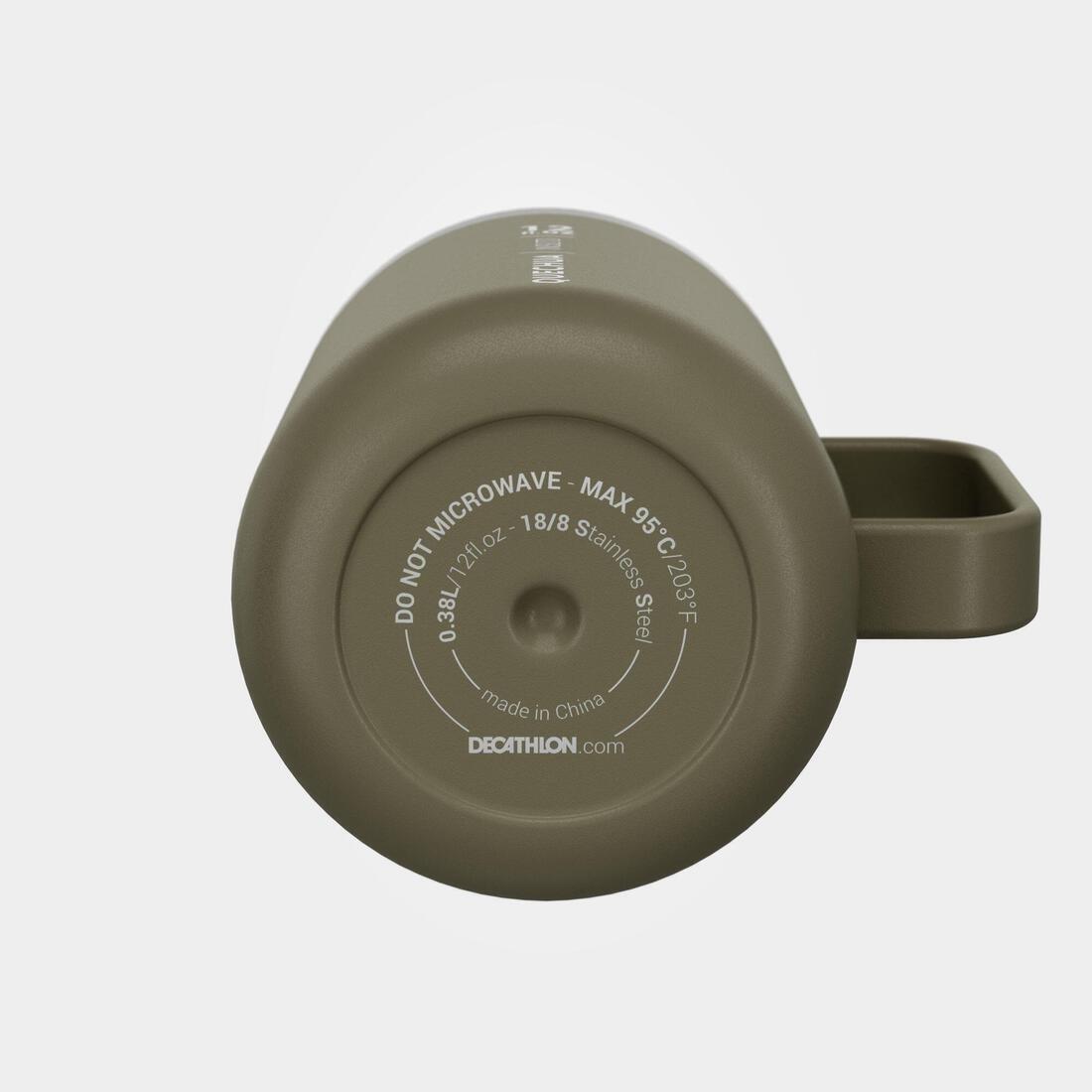 QUECHUA - Isothermal Hiker'S Camping Mug (Stainless Steel Double Wall) Mh500 0.38 L, Dark Ivy Green