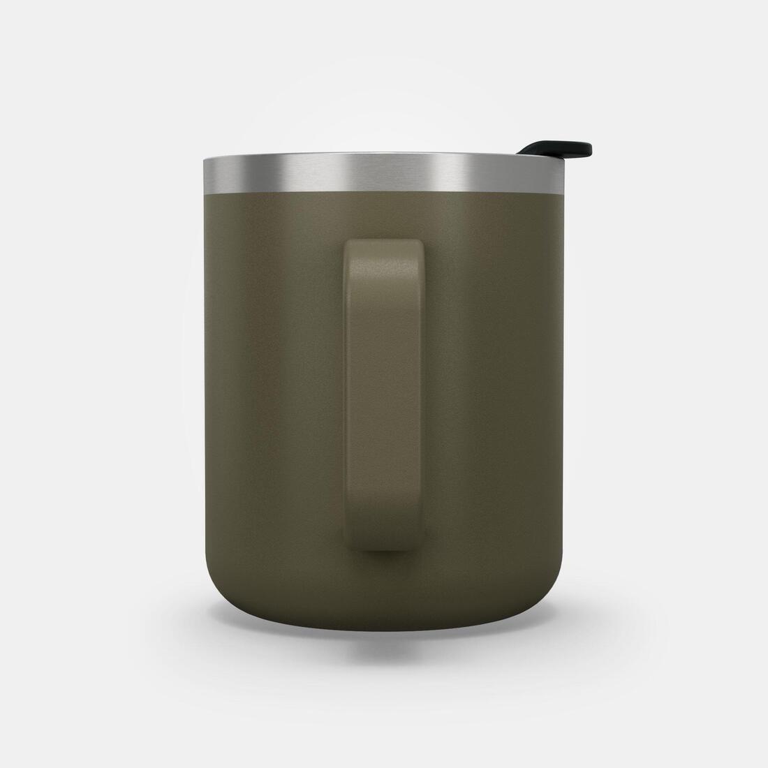 QUECHUA - Isothermal Hiker'S Camping Mug (Stainless Steel Double Wall) Mh500 0.38 L, Dark Ivy Green