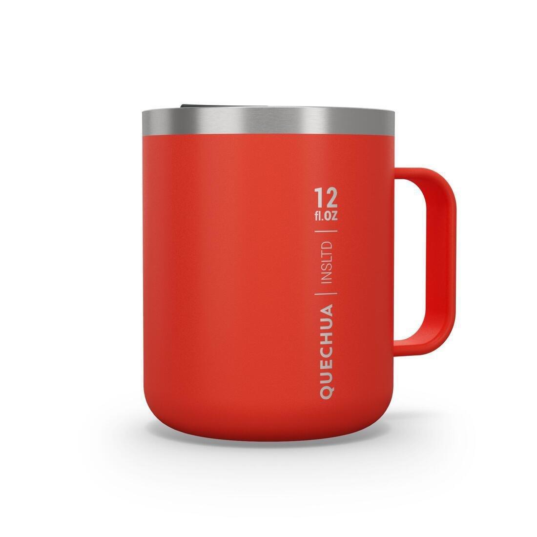 QUECHUA - Isothermal Hiker'S Camping Mug (Stainless Steel Double Wall) Mh500 0.38 L, Dark Ivy Green