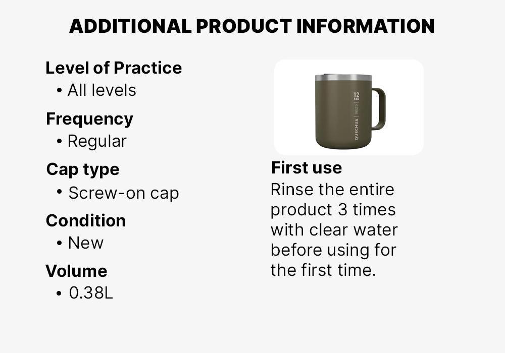 Isothermal Hiker'S Camping Mug (Stainless Steel Double Wall) Mh500 0.38 L, Dark Ivy Green, No Color, large image number 16