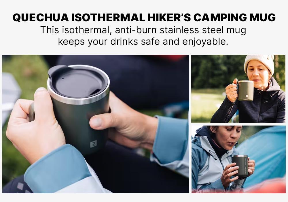 Isothermal Hiker'S Camping Mug (Stainless Steel Double Wall) Mh500 0.38 L, Dark Ivy Green, No Color, large image number 18