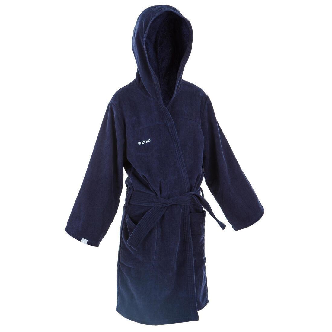 Kids Water Polo Thick Cotton Pool Bathrobe, Navy Blue, , large image number 0