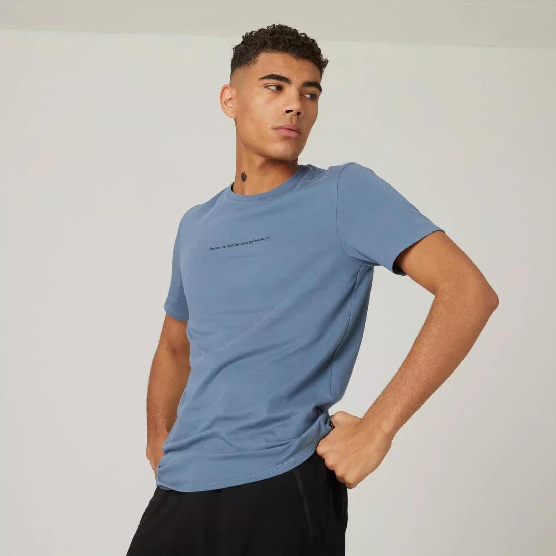 Slim-Fit Stretch Cotton Fitness T-Shirt, Whale Grey, , large image number 2