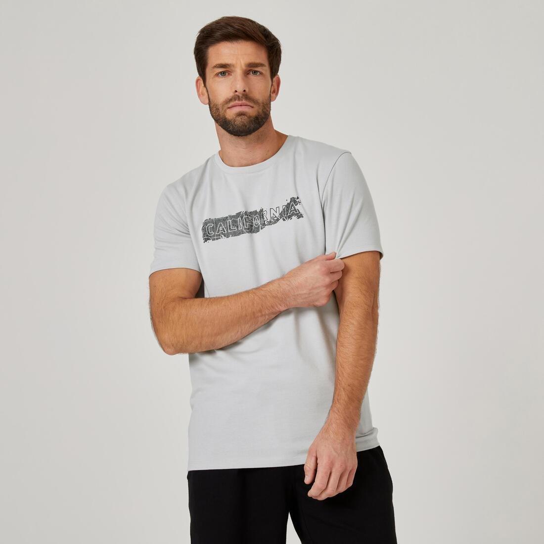 Slim-Fit Stretch Cotton Fitness T-Shirt, Whale Grey, , large image number 3