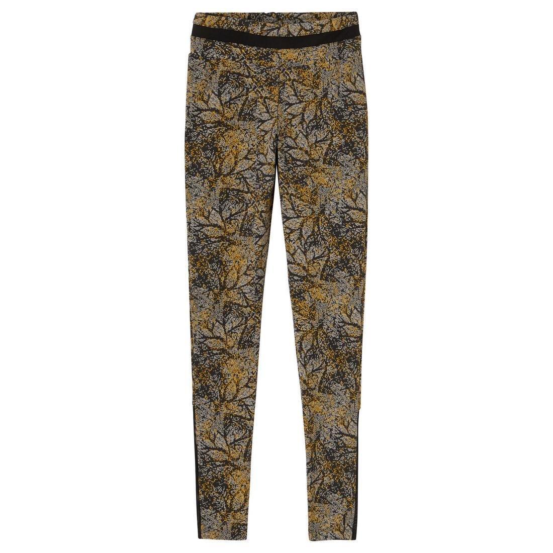 High-Waisted Stretch Cotton Fitness Leggings With Mesh Print, Yellow, No Color, large image number 6