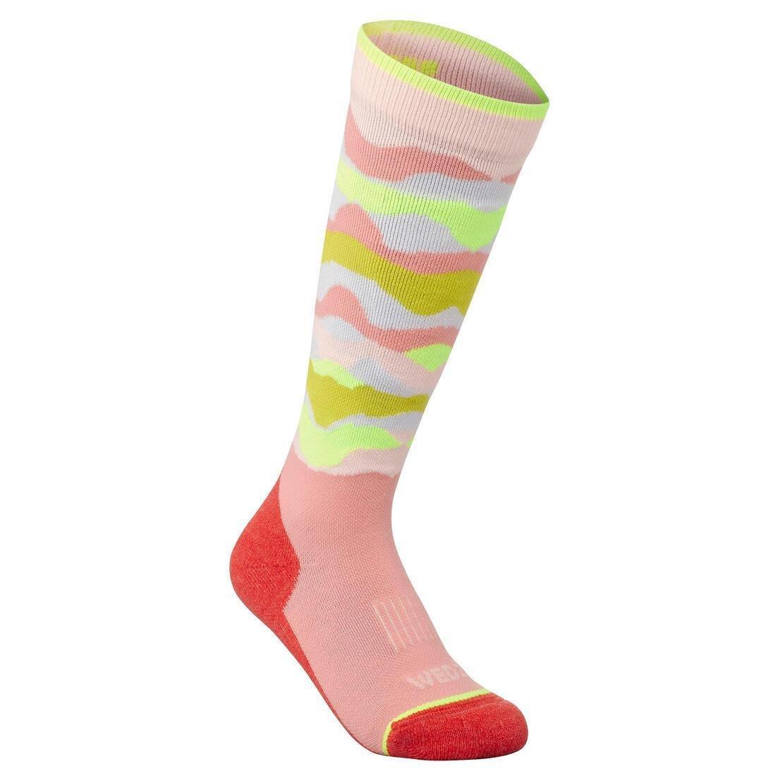 WEDZE--SKI SOCKS 100 JR CAMO P INK, , large image number 0