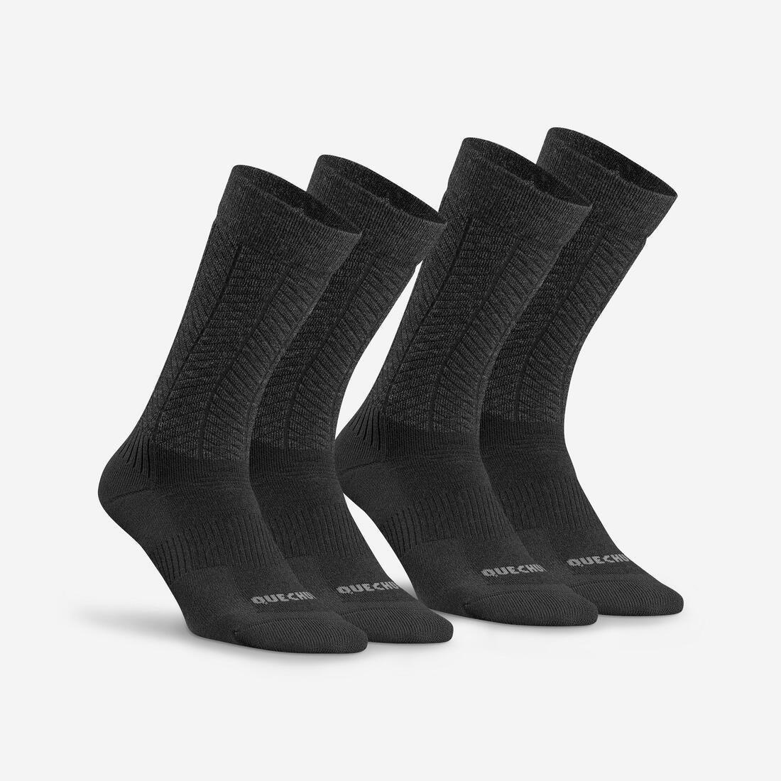 Warm  Hiking Socks - Sh500 Ultra-Warm Mid - 2 Pairs, Black, , large image number 1
