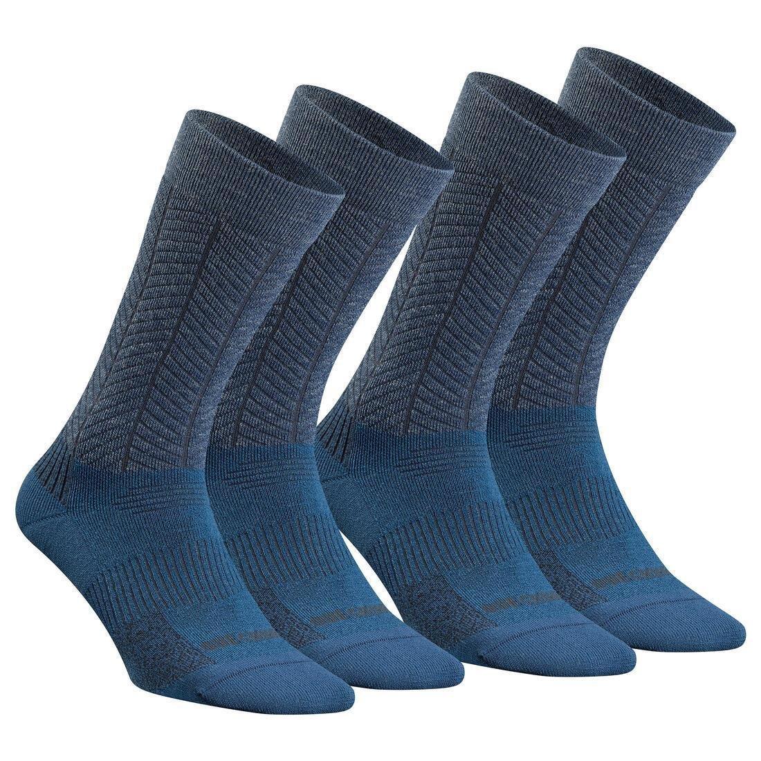 QUECHUA - Warm  Hiking Socks - Sh500 Ultra-Warm Mid - 2 Pairs, Blue