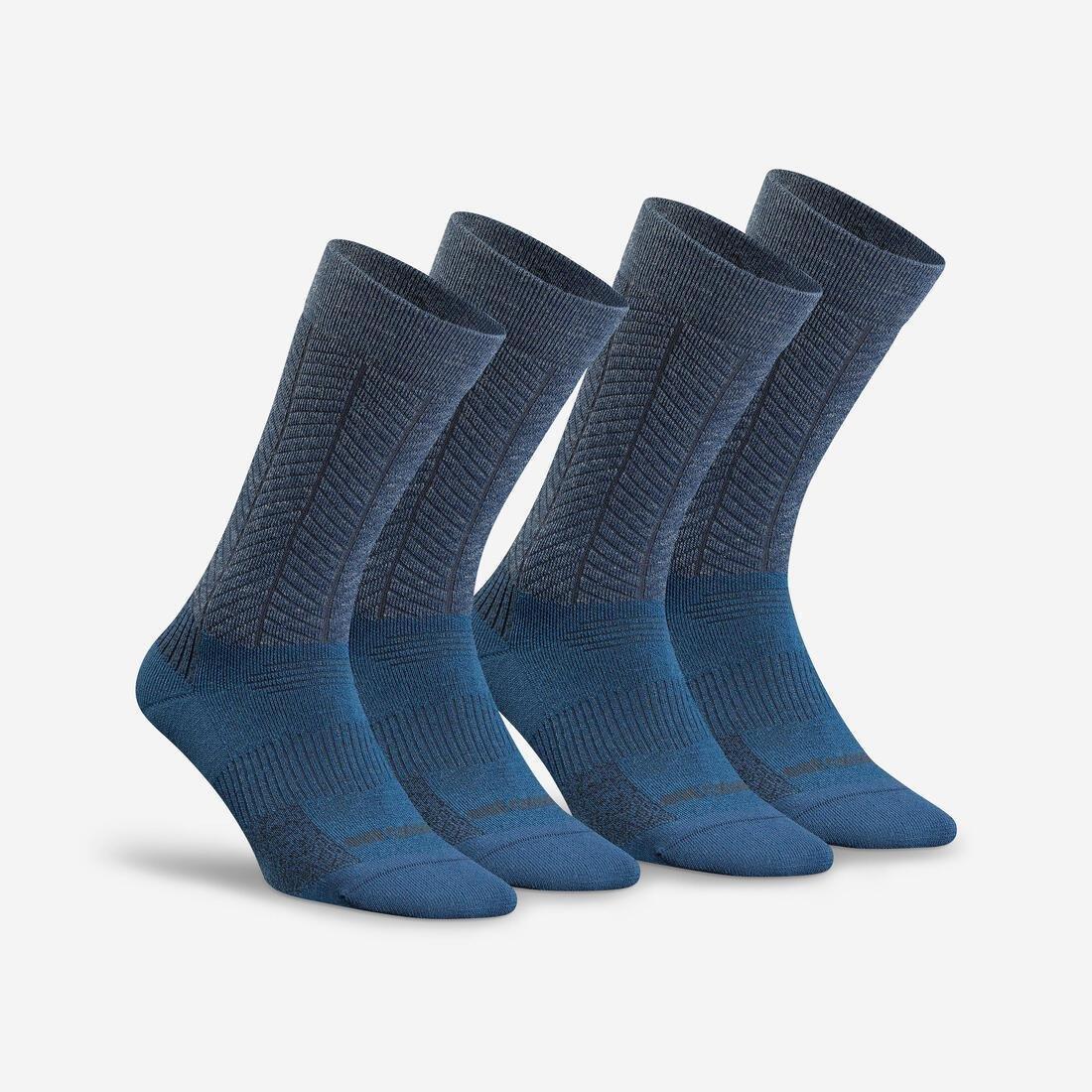 QUECHUA - Warm  Hiking Socks - Sh500 Ultra-Warm Mid - 2 Pairs, Blue