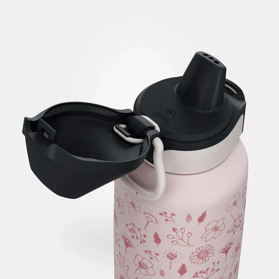 DEFAULT 0.6 L kids' stainless steel water flask 500 with instant stopper for hiking, No Color, large image number 5