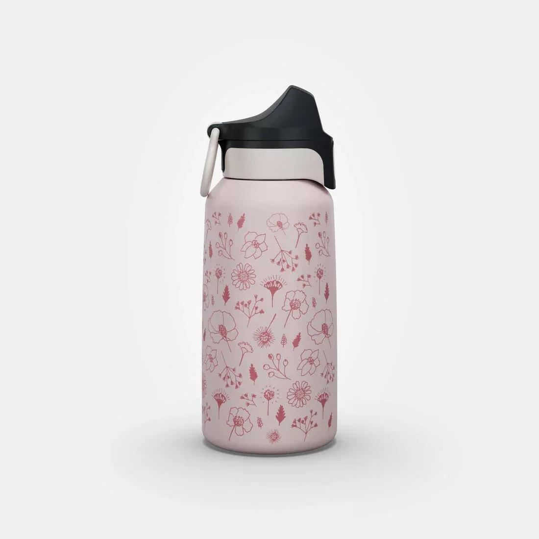 DEFAULT 0.6 L kids' stainless steel water flask 500 with instant stopper for hiking, No Color, large image number 8