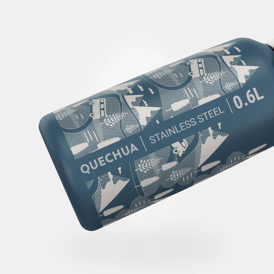 Kids Unisex Stainless Steel Water Flask 500 With Instant Stopper For Hiking 0.6 L, Navy, No Color, medium