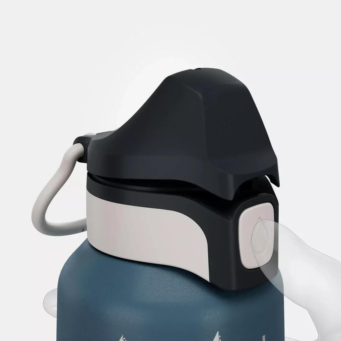 Kids Unisex Stainless Steel Water Flask 500 With Instant Stopper For Hiking 0.6 L, Navy, No Color, large image number 3