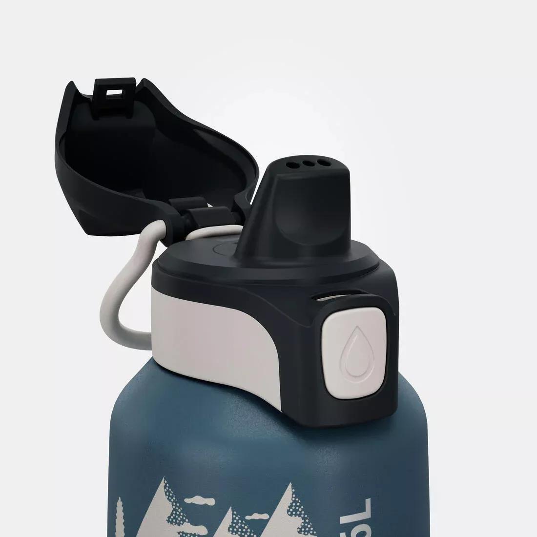 Kids Unisex Stainless Steel Water Flask 500 With Instant Stopper For Hiking 0.6 L, Navy, No Color, large image number 4