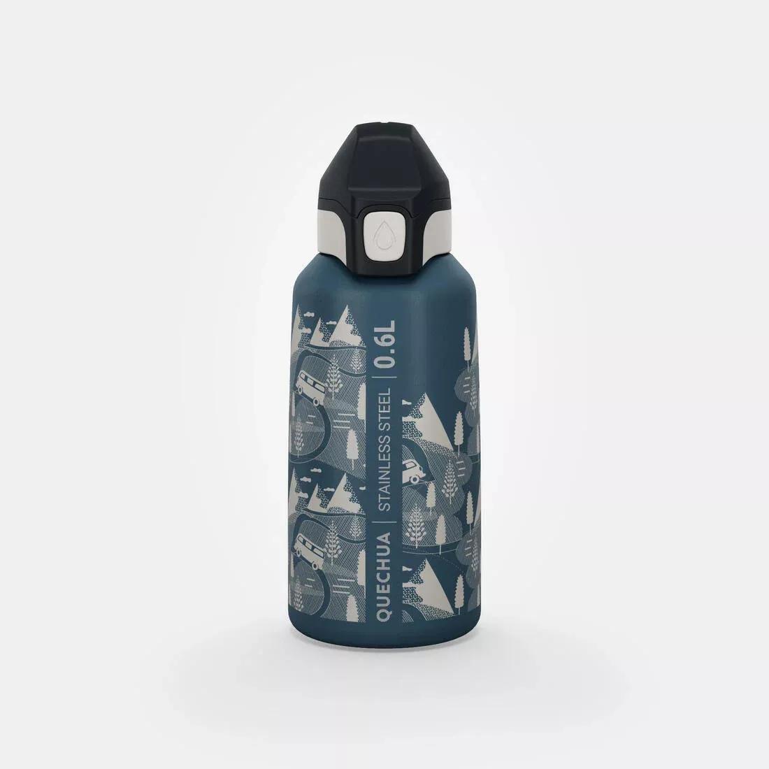 Kids Unisex Stainless Steel Water Flask 500 With Instant Stopper For Hiking 0.6 L, Navy, No Color, large image number 7