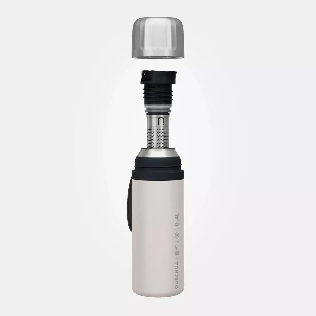 0.4 L insulated stainless steel bottle with tea filter, for hiking and camping, Beige, No Color, medium