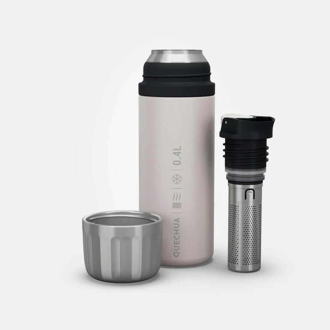 0.4 L insulated stainless steel bottle with tea filter, for hiking and camping, Beige, No Color, large image number 3