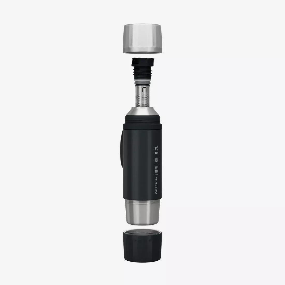 0.7 L insulated stainless steel bottle with tea filter, for hiking and camping, Grey, No Color, large image number 0