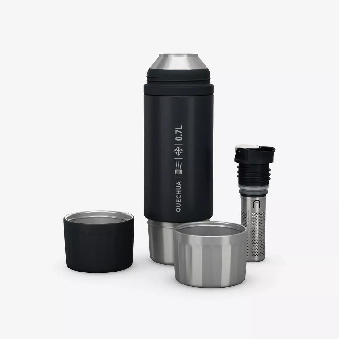 0.7 L insulated stainless steel bottle with tea filter, for hiking and camping, Grey, No Color, large image number 2