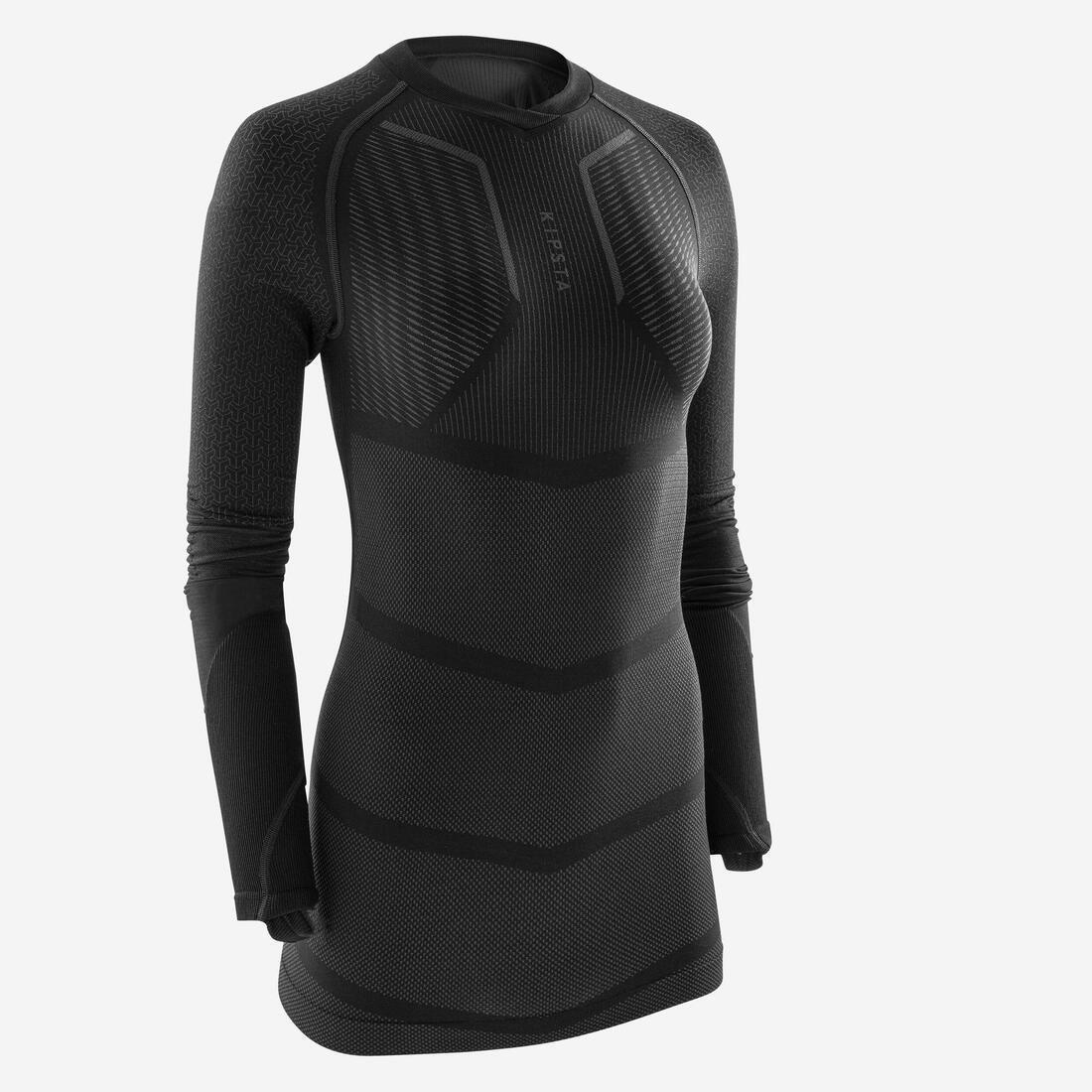 KIPSTA - Unisex Long-Sleeved Thermal Base Layer Top - Keepdry 500, Black