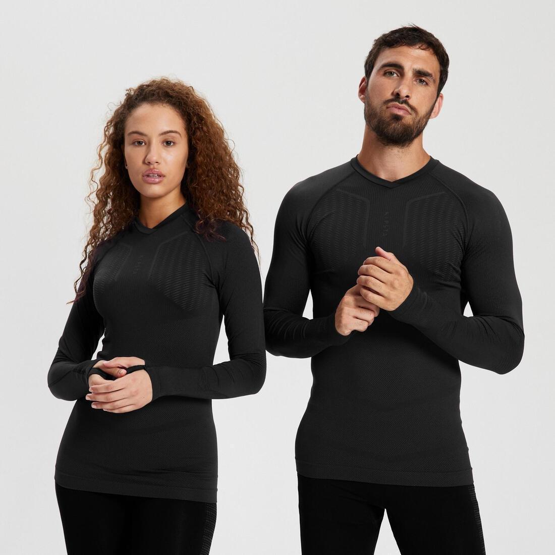 Unisex Long-Sleeved Thermal Base Layer Top - Keep Dry 500, Black, , large image number 2