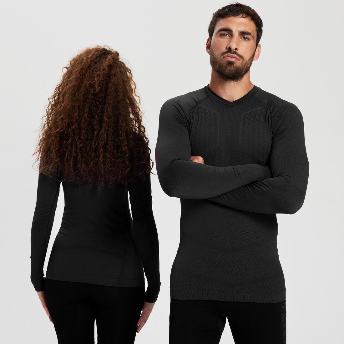 Unisex Long-Sleeved Thermal Base Layer Top - Keep Dry 500, Black, , large image number 3