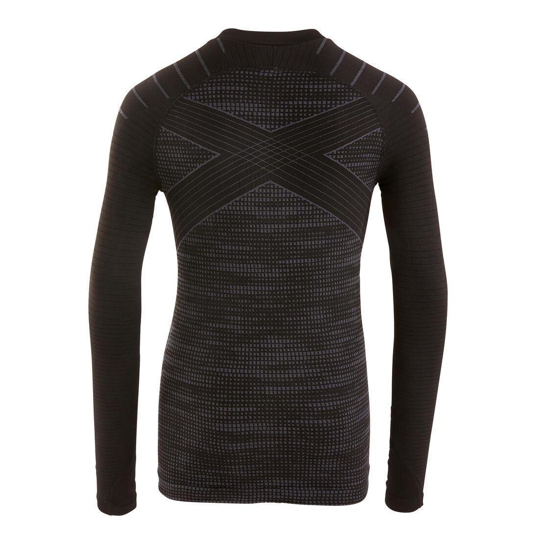 BLACK Kids' Long-Sleeved Thermal Base Layer Top Keepdry 500 - Black, , large image number 2