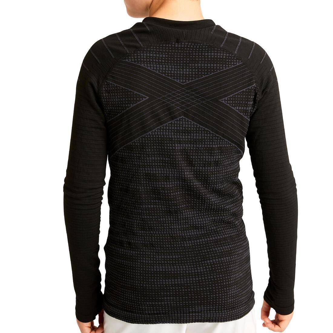 BLACK Kids' Long-Sleeved Thermal Base Layer Top Keepdry 500 - Black, , large image number 7