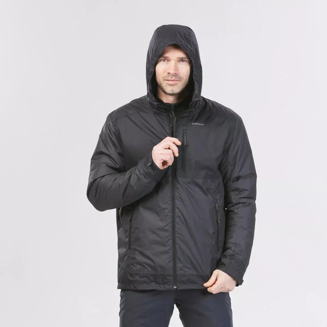 Men Waterproof Winter Hiking Jacket - Sh100 X-Warm, Black, No Color, medium