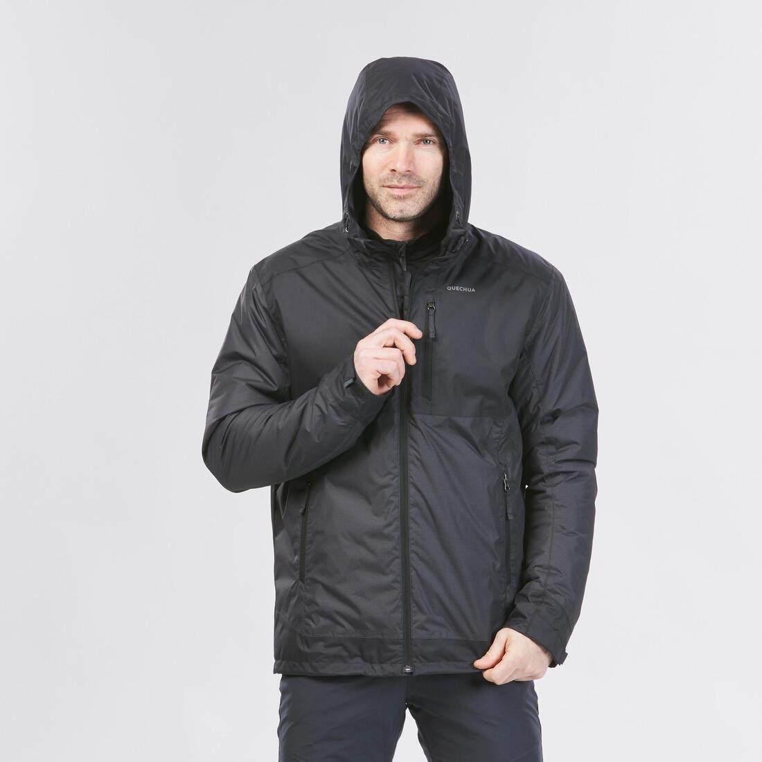Men Waterproof Winter Hiking Jacket - Sh100 X-Warm, Black, , large image number 1