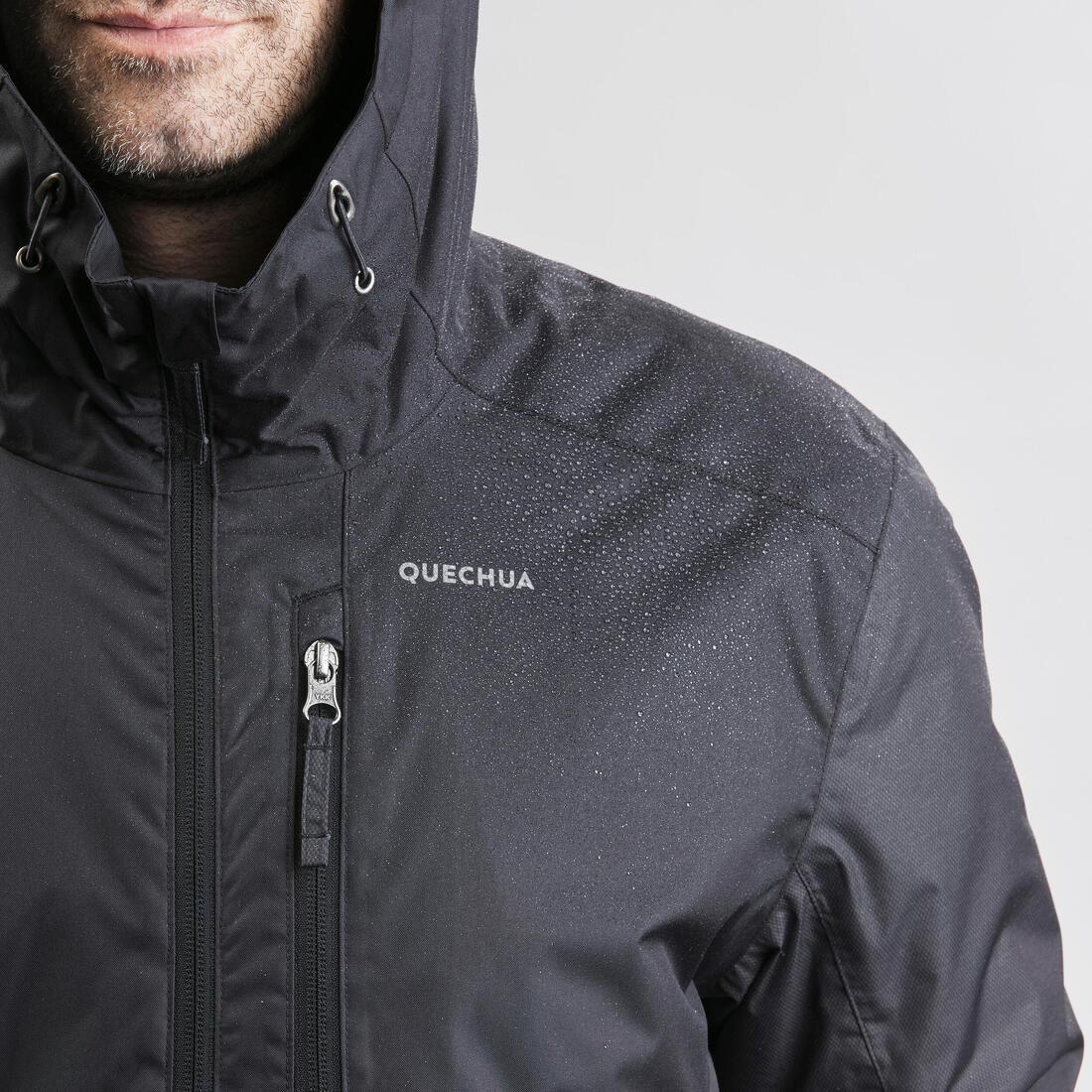 Men Waterproof Winter Hiking Jacket - Sh100 X-Warm, Black, No Color, large image number 4