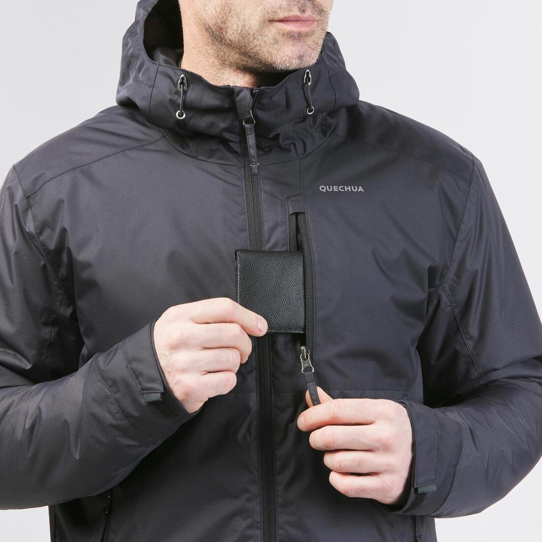 Men Waterproof Winter Hiking Jacket - Sh100 X-Warm, Black, , large image number 10