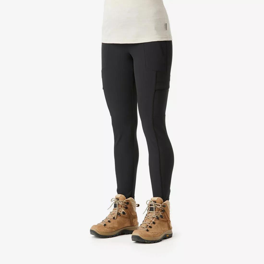 BLACK Women's Travel Trekking Reinforced & Multi-Pocket Leggings | TRAVEL 500, No Color, large image number 0