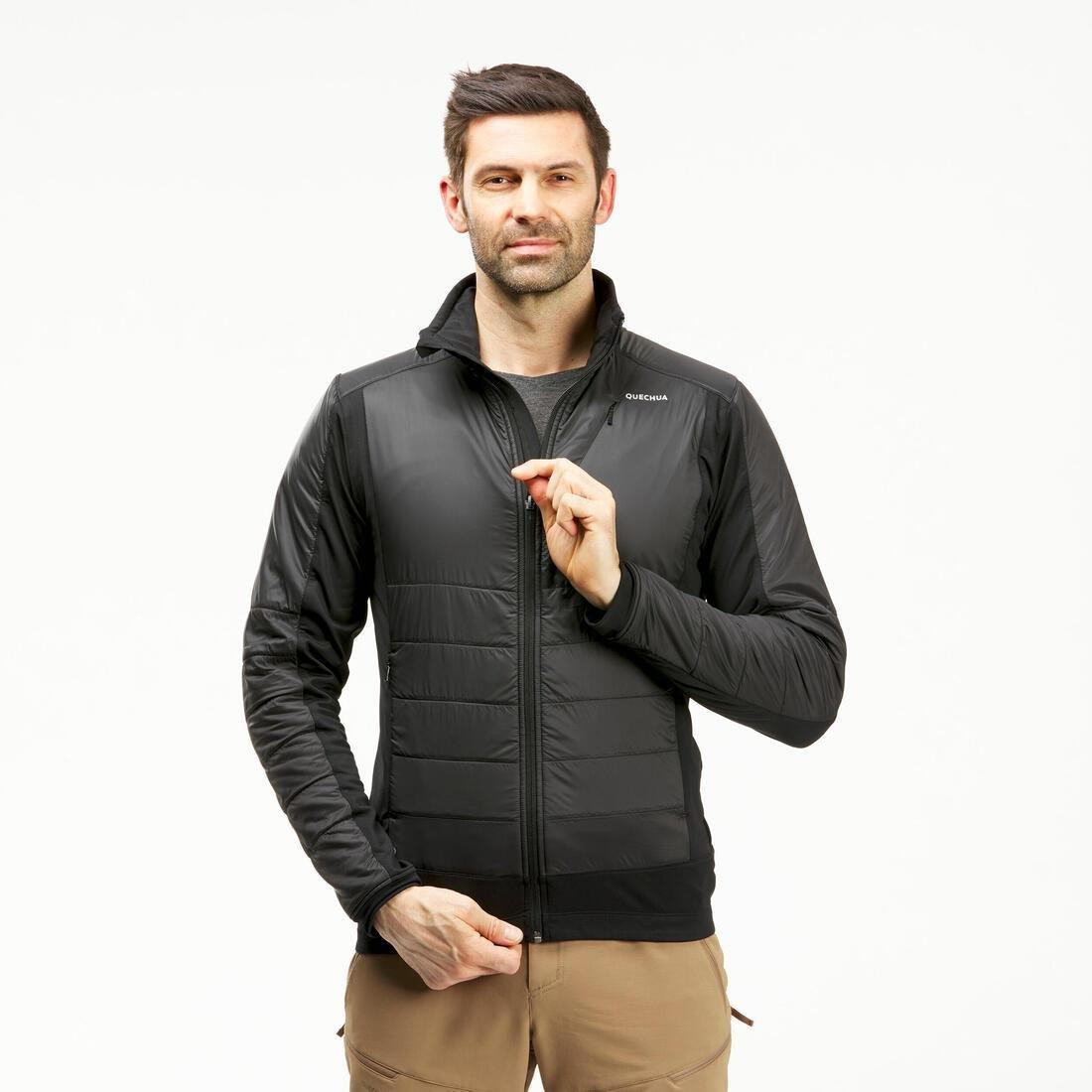 Men Hybrid Warm Hiking Fleece Jacket Sh900 X-Warm, Brown, , large image number 3