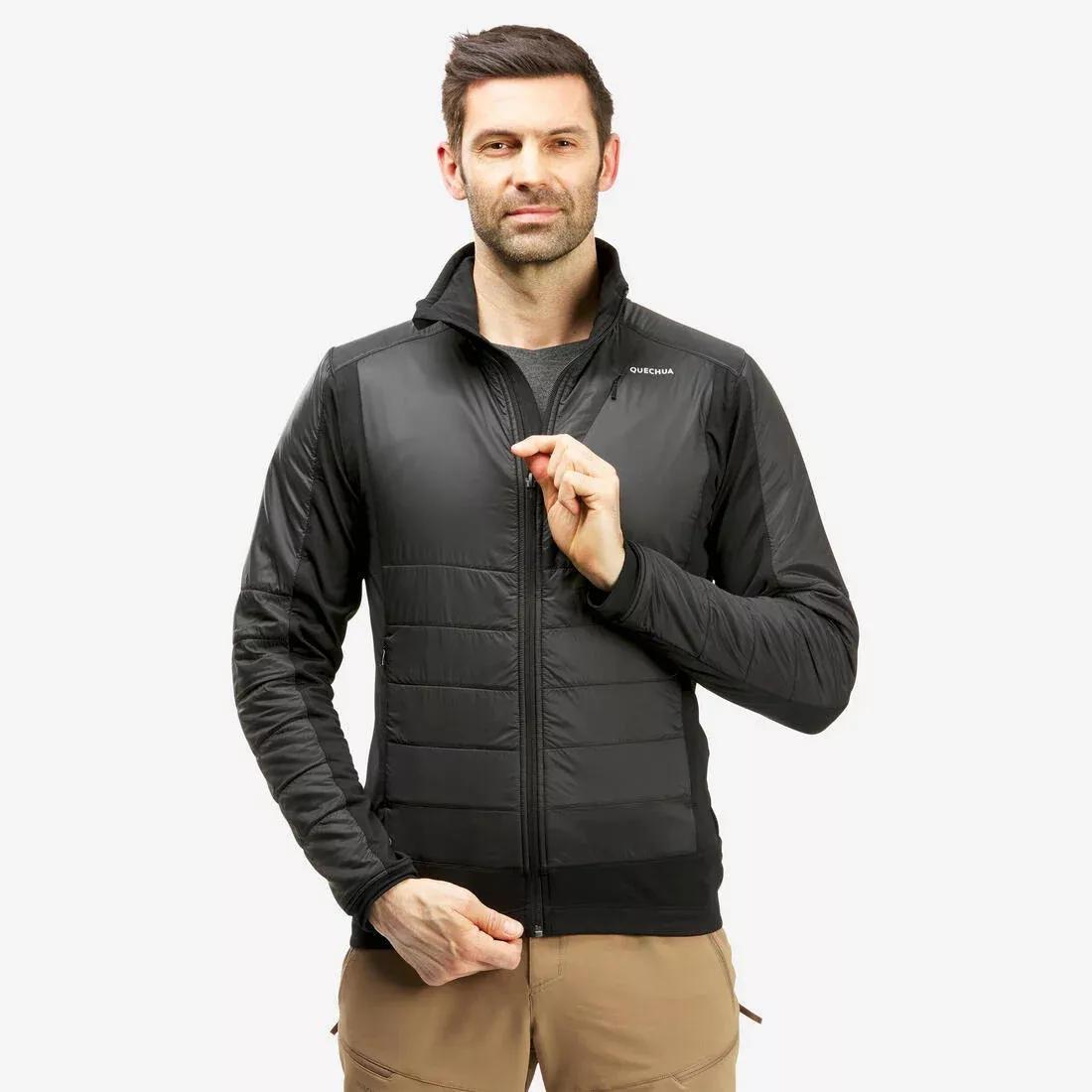 Men Jackets Hybrid Warm Hiking Fleece, Black, No Color, large image number 1