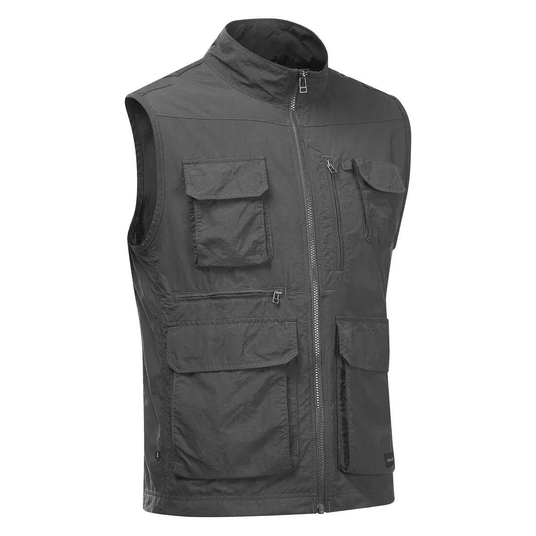 Men's Multi-Pocket Travel Gilet, Grey, No Color, medium