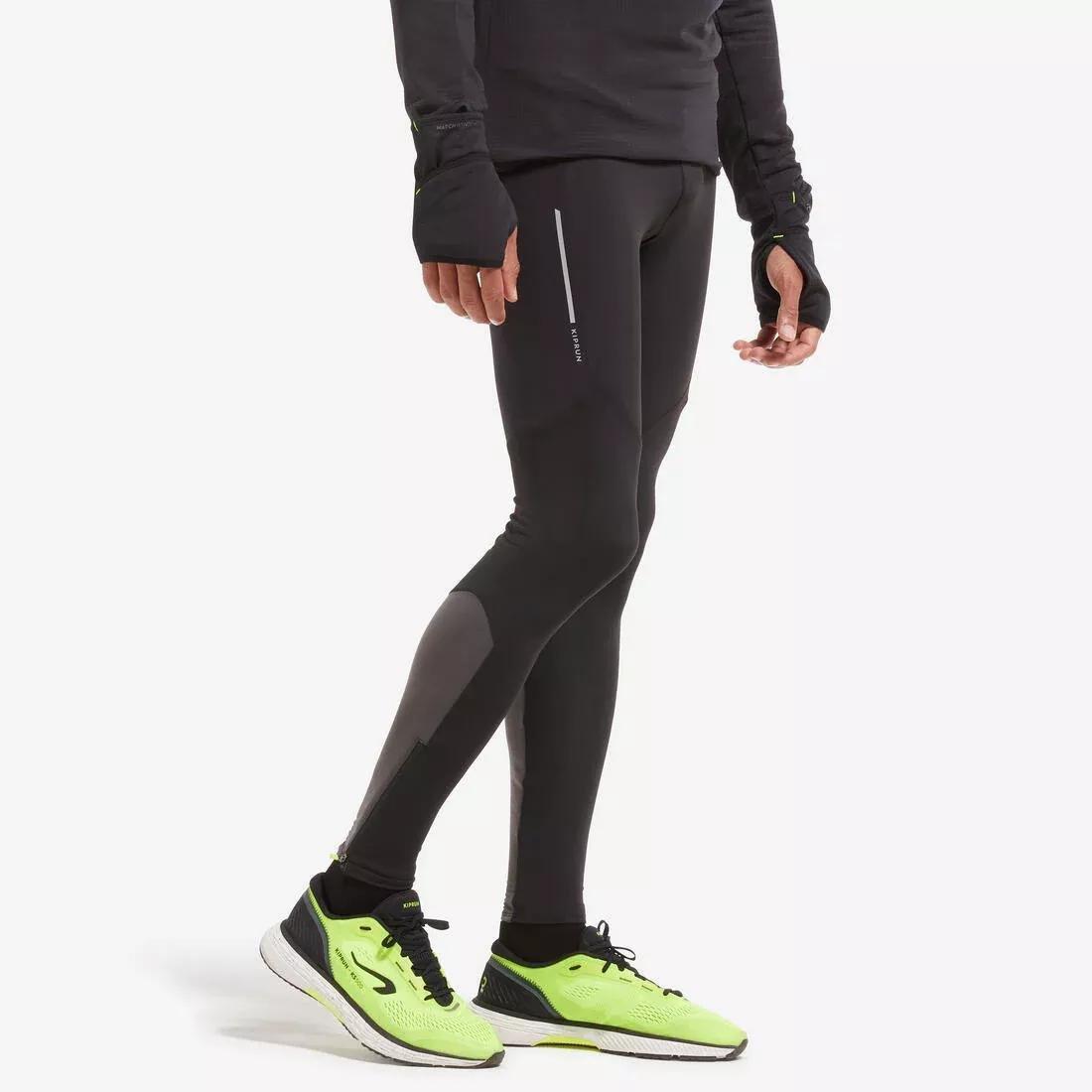 BLACK Warm Men's Running Tights, No Color, medium