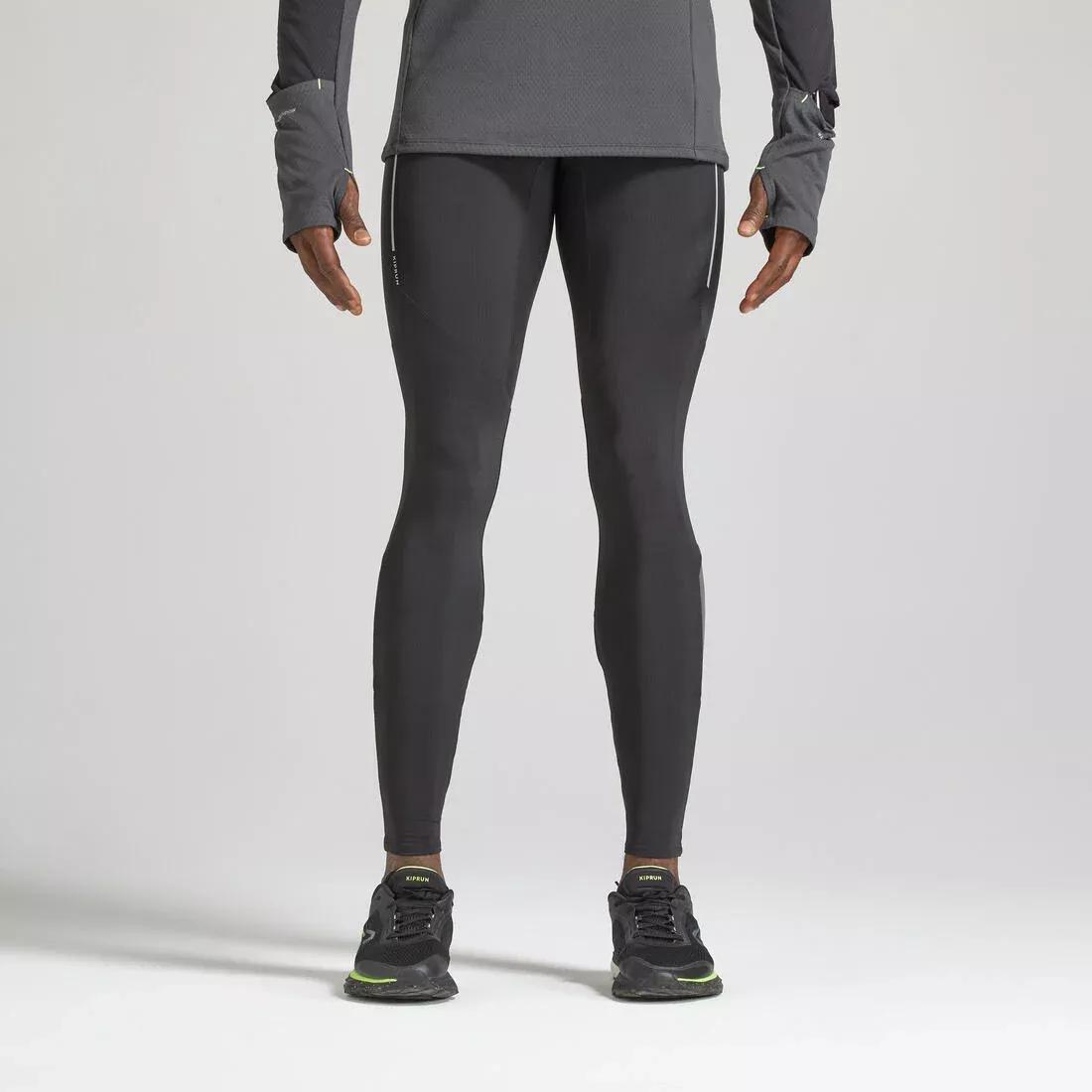 BLACK Warm Men's Running Tights, No Color, large image number 3