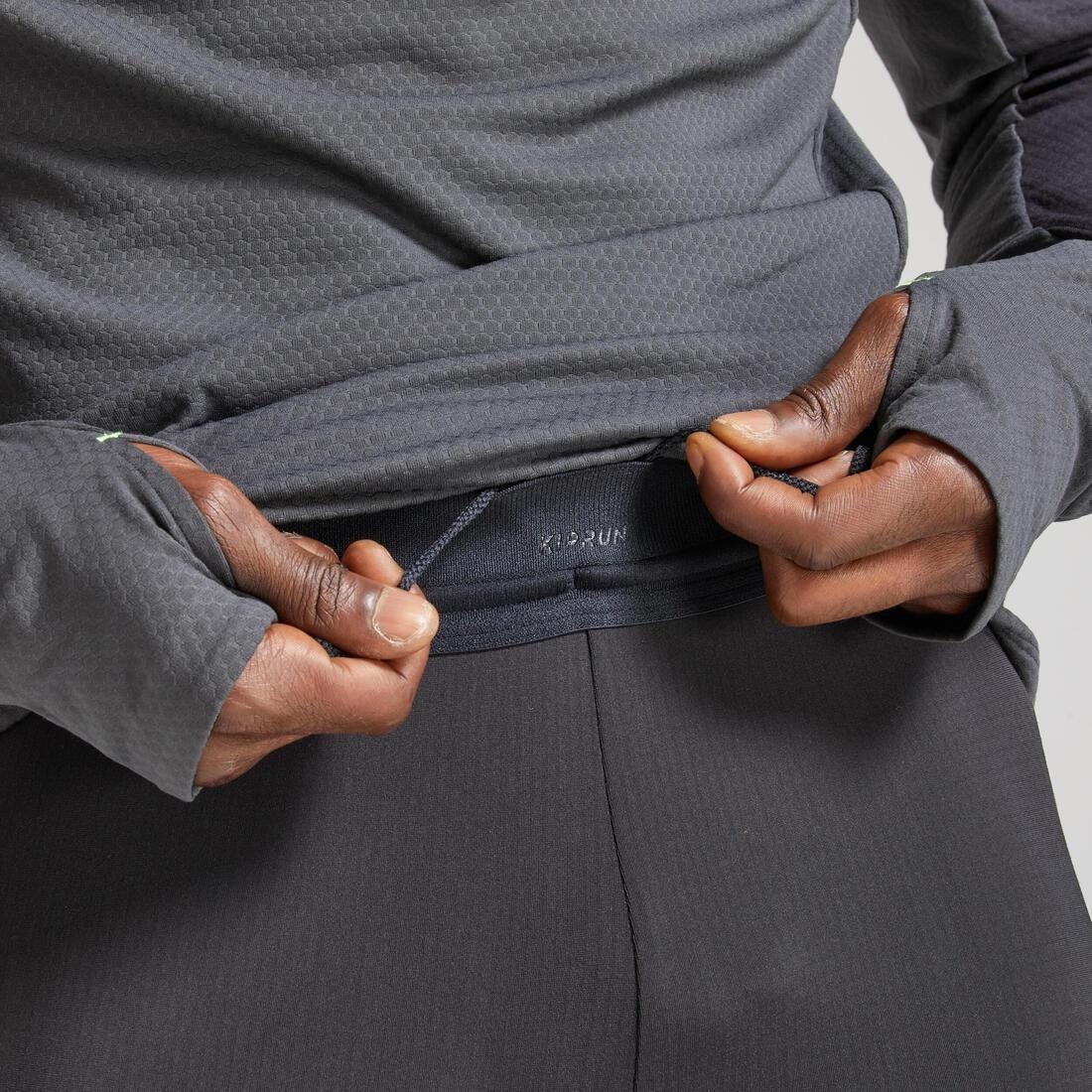 BLACK Warm Men's Running Tights, No Color, large image number 5