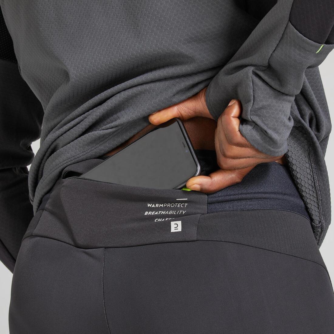 BLACK Warm Men's Running Tights, No Color, large image number 6