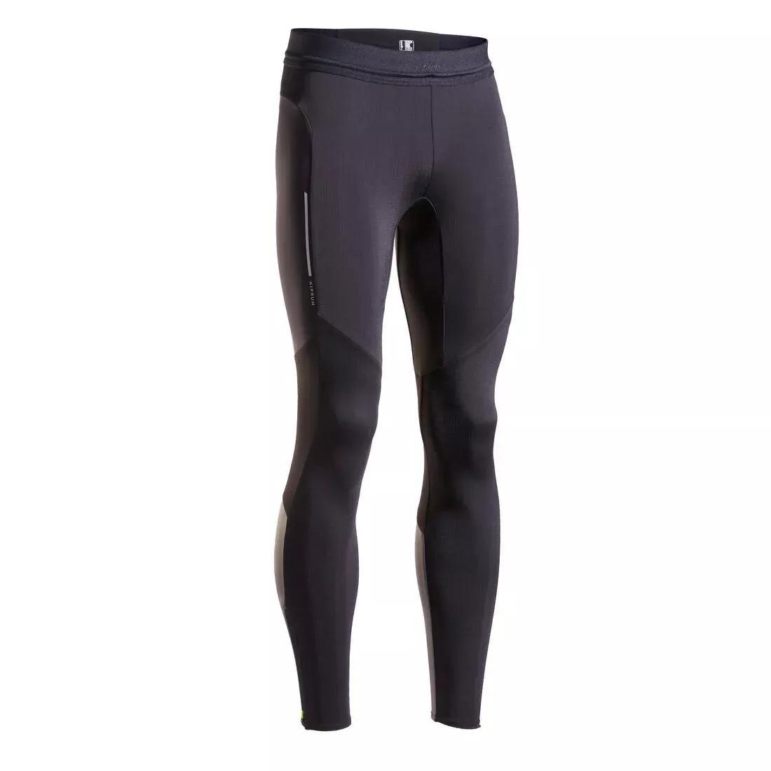 BLACK Warm Men's Running Tights, No Color, large image number 9