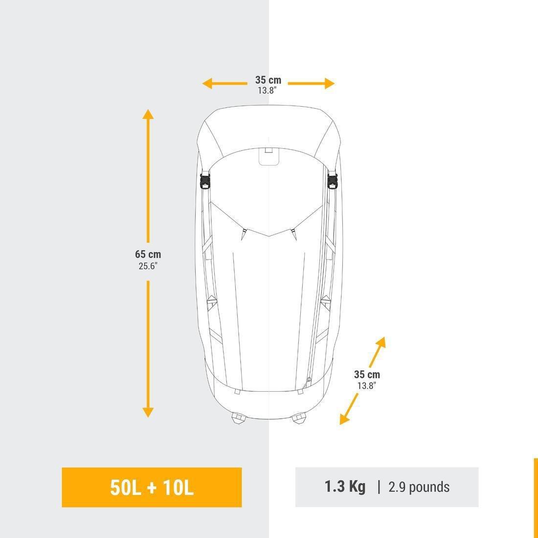 Men Ultralight Trekking Backpack 50+10 L - Mt900 Ul, Blue, No Color, large image number 2