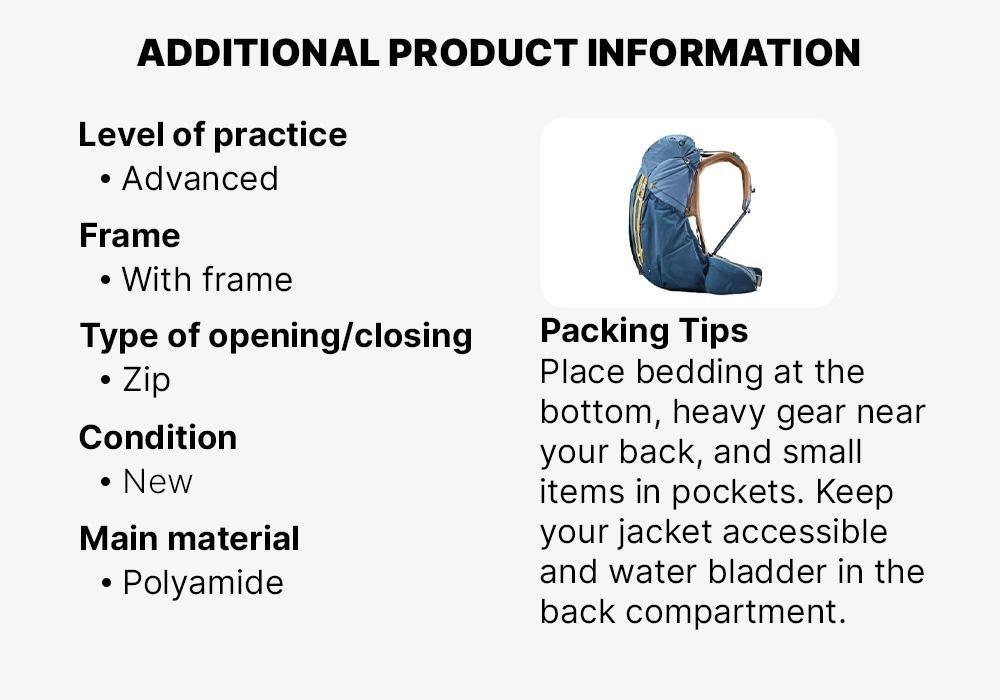 Men Ultralight Trekking Backpack 50+10 L - Mt900 Ul, Blue, No Color, large image number 16