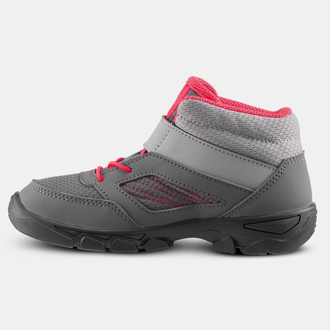Kids Girl Hiking Shoes With Rip-Tab Mh100 Mid From Jr Size 7 To Size 2, Grey, , large image number 1