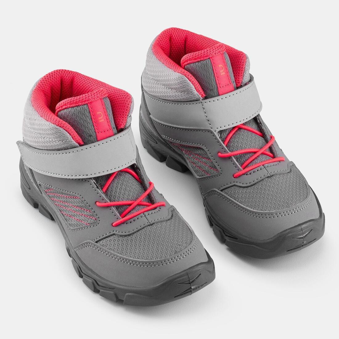 Kids Girl Hiking Shoes With Rip-Tab Mh100 Mid From Jr Size 7 To Size 2, Grey, , large image number 3