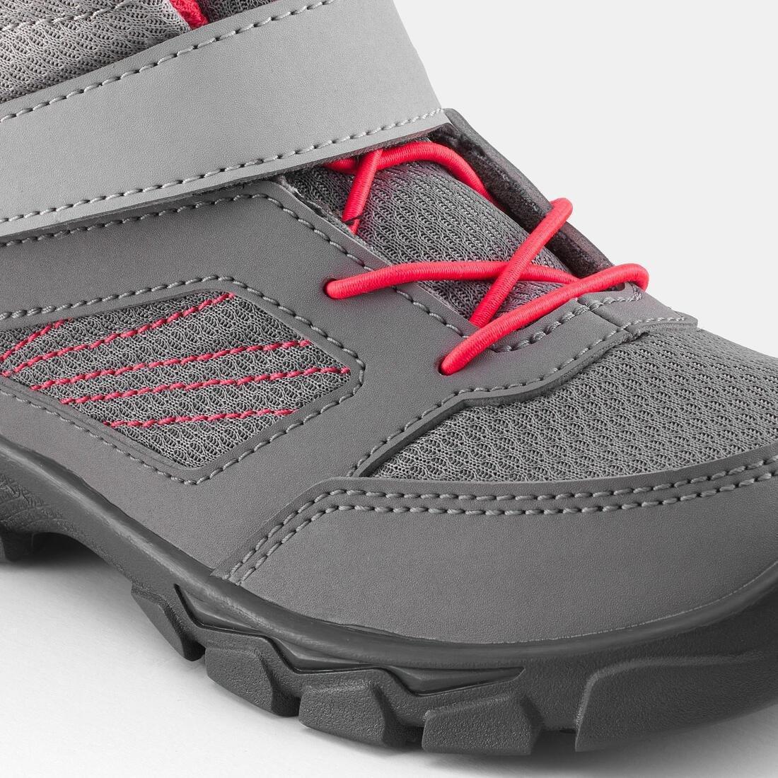 Kids Girl Hiking Shoes With Rip-Tab Mh100 Mid From Jr Size 7 To Size 2, Grey, , large image number 4